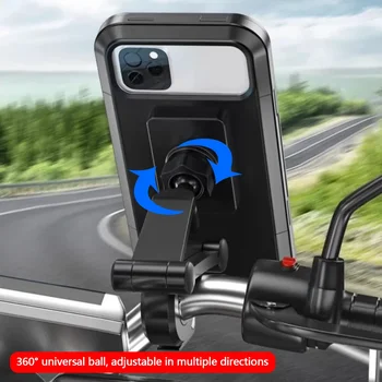 Wasserdichte Motorrad-Handyhalterung GPS 360 ° Schwenkbarer, verstellbarer Handyhalter für Fahrrad