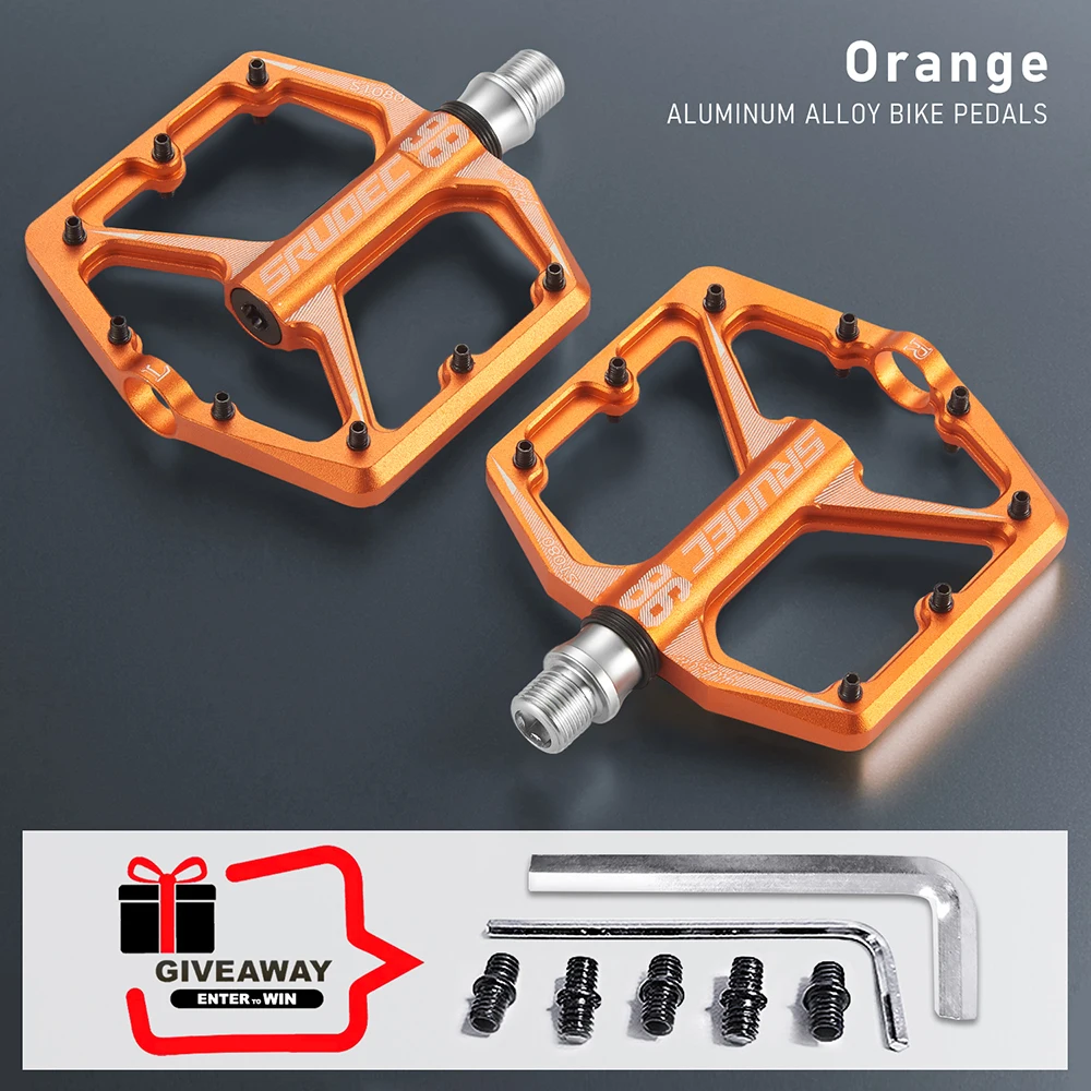 SRUOEC MTB- und Rennrad-Pedale, flache Pedale aus Aluminiumlegierung, leichte, rutschfeste Fahrradpedale mit 3