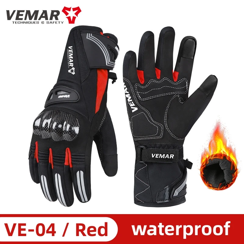 Winter-Motorradhandschuhe aus Kohlefaser, wasserdicht, warm – Bild 2