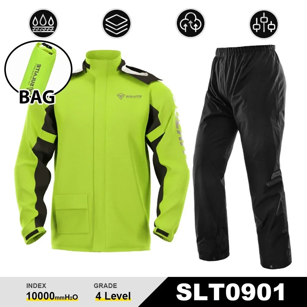 Wasserdichter Motorrad-Regenanzug - Ganzkörper-Regenmantel & Regenhose Set mit reflektierenden Streifen
