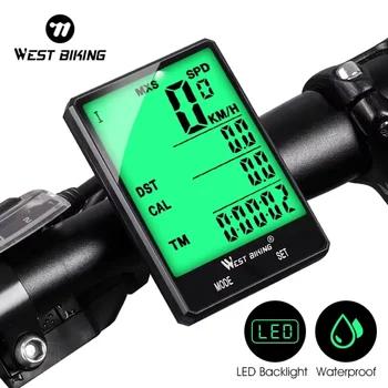 WEST BIKING Fahrrad-Tachometer Digitaler Großbildschirm Wasserdichter LCD-Hintergrundbeleuchtung Kabelloser