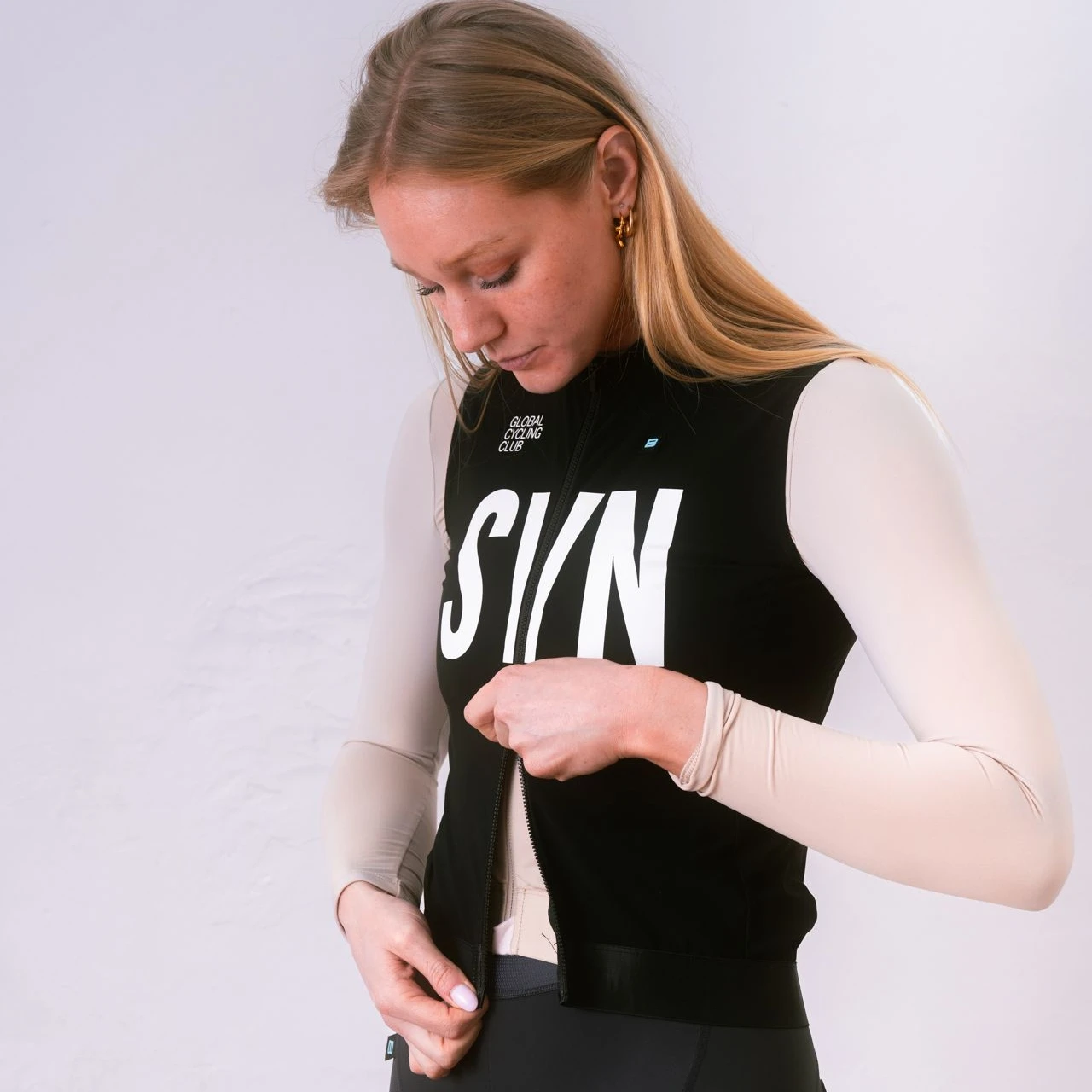 SYN Unisex Schwarze winddichte Weste Reitsport Rennrad reflektierende ärmellose Fahrradweste Damen