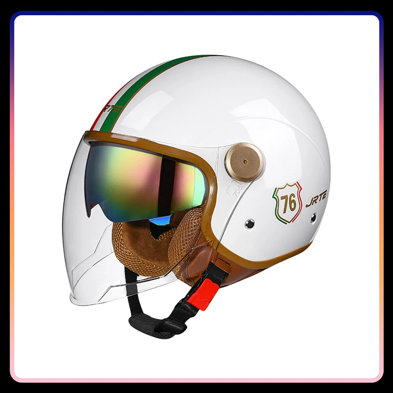 DOT ECE Open Face Helme Jet Moto Helm Dual Objektiv Retro Semi-open – Bild 5