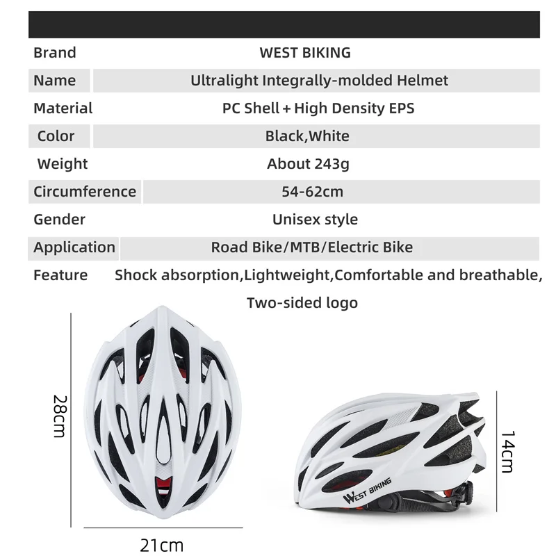 WEST RADFAHREN Ultraleicht Radfahren Helm Integrierte Form MTB Rennrad – Immagine 6