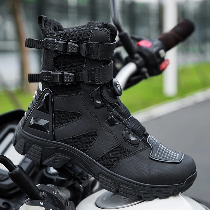 Leder Wasserdichte Motorradstiefel Sportschuhe Motorradausrüstung – Immagine 4