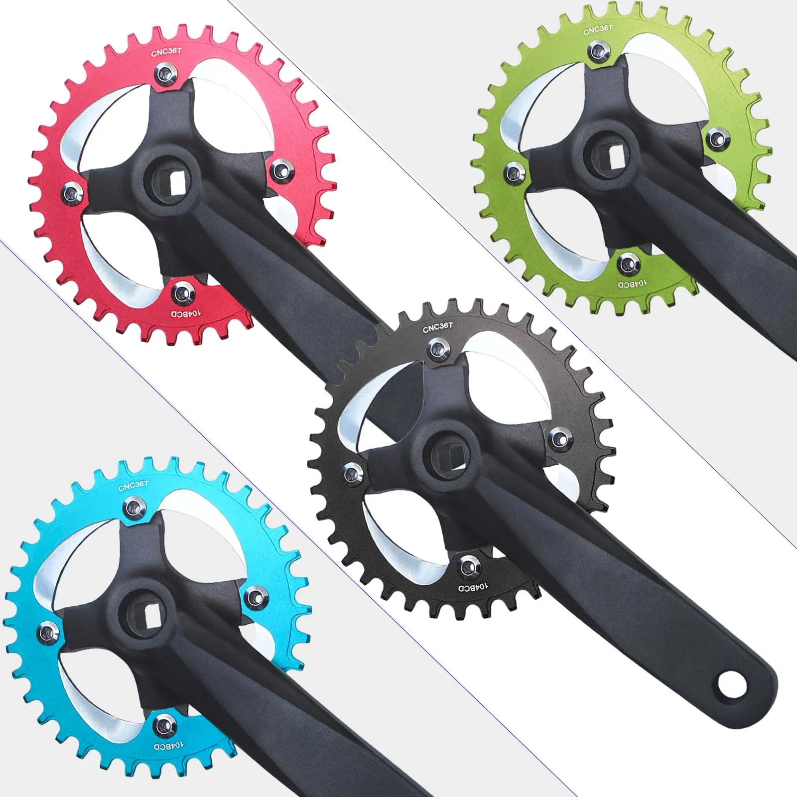 Fahrrad Vierkantloch Kettenrad 104BCD 152mm/165mm/170mm Kurbelarme – Bild 6