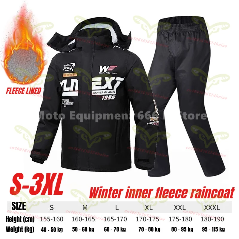 Geteilte Motorrad-Regenjacke mit Fleece-Futter, warme Winter-Regenjacke und -hose, wasserdichtes Regenoutfit