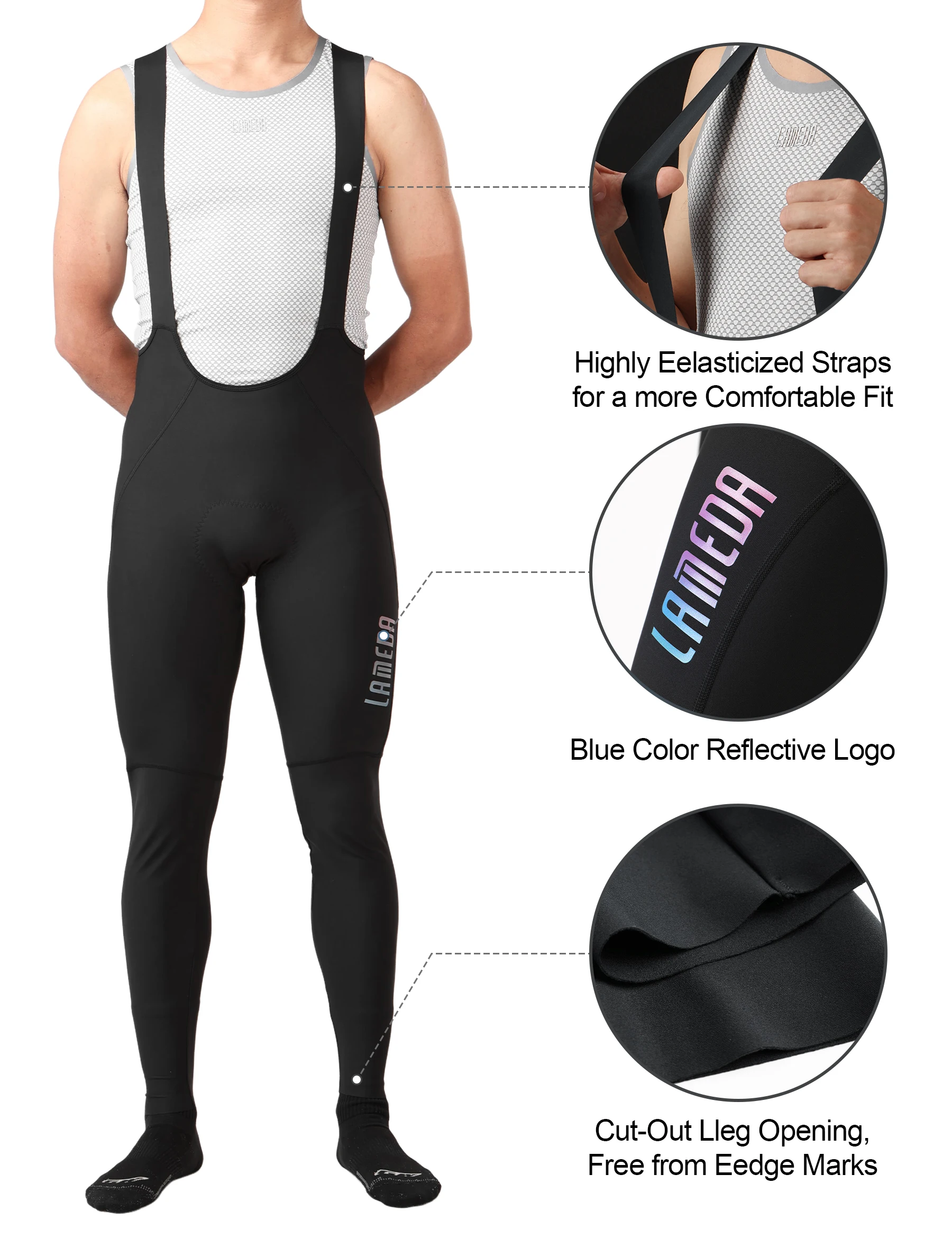 LAMEDA Herren Fahrradhose Gepolsterte Bike-Trägerhose Rennrad-Tights – Immagine 5