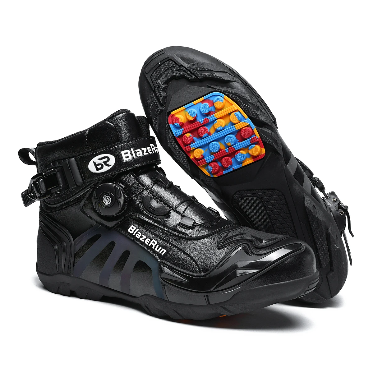 Motorradstiefel für Herren aus Leder, Atmungsaktiv, Rutschfest, Verschleißfest, Motorrad-Rennstiefel