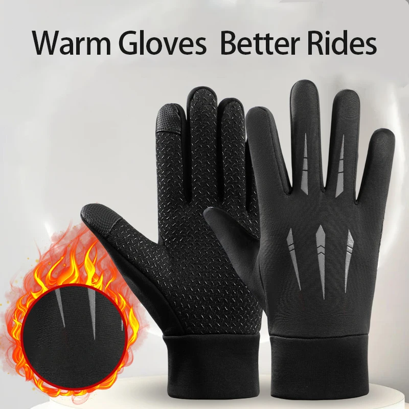 Winter-Fahrradhandschuhe für Herren, Motorrad, Wandern, Touchscreen-Handschuhe, rutschfest, wasserabweisend