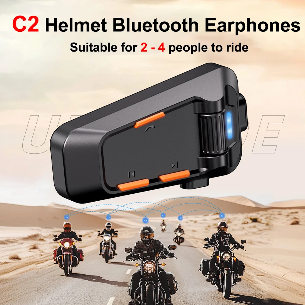 Motorrad-Intercom-Helm-Bluetooth-Headsets für 2-6 Fahrer, wasserdicht, intelligente Geräuschunterdrückung