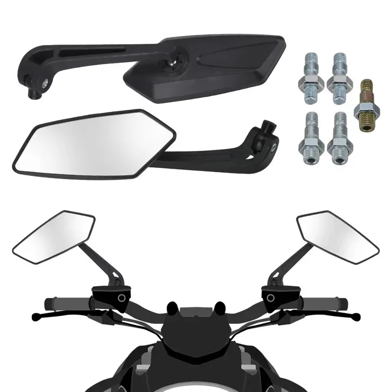 1 Paar universelle Motorrad-Lenkerendspiegel, 8 mm, 10 mm, für Cafe – Bild 3