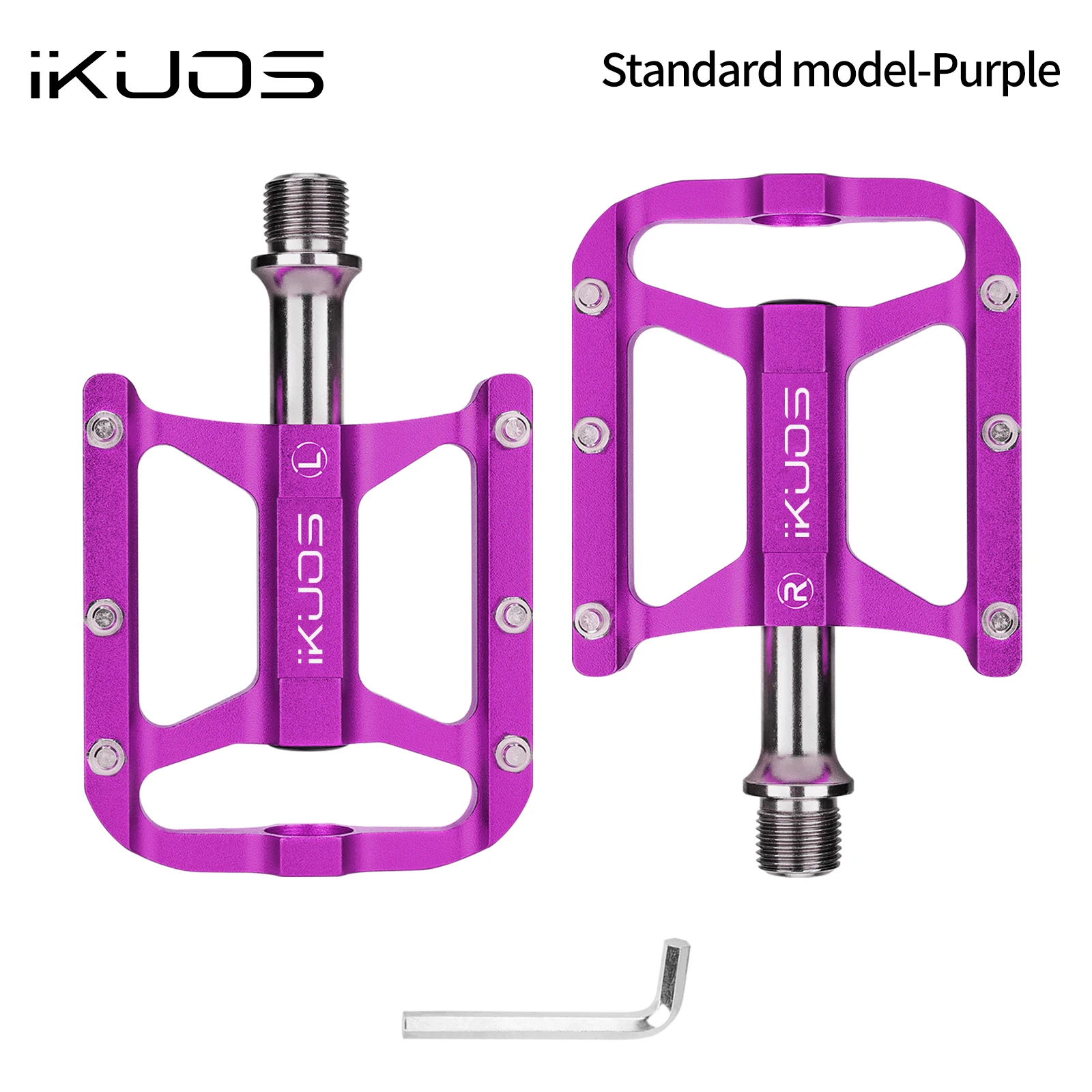 IKUOS Fahrrad-Flachpedale mit 3 Lagern, aus Aluminiumlegierung, rutschfest, für Mountainbikes, Rennräder