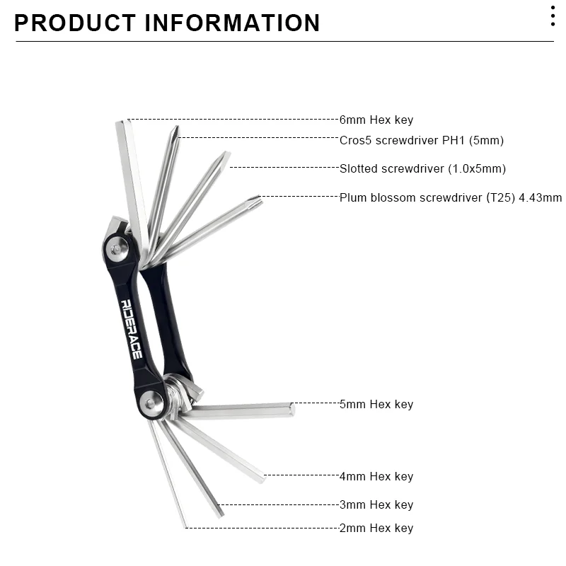 RIDERACE Fahrrad-Multi-Tool-Kits, Stahl, tragbar – Image 3