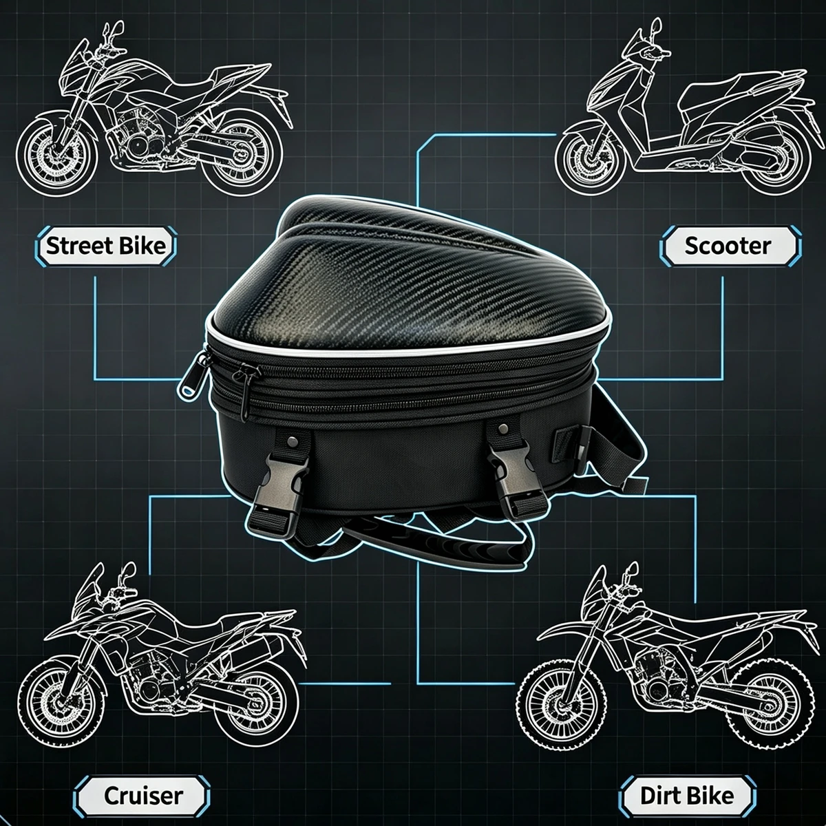 Wasserdichte Motorrad-Hecktasche, Multifunktionale – Bild 3