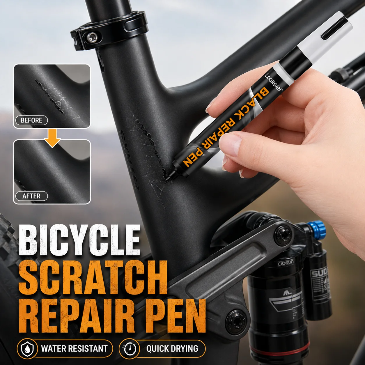 Loorsan Touch Up Paint Pen, schnell trocknendes, wasserfestes Kratzer-Reparaturwerkzeug für Auto, Fahrrad