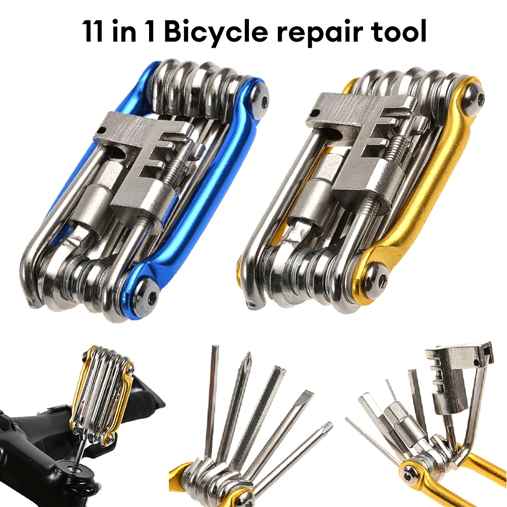 11-in-1 Fahrrad-Reparatur-Werkzeug-Set, Mountainbike-Schraubenschlüssel, Schraubendreher, Kette