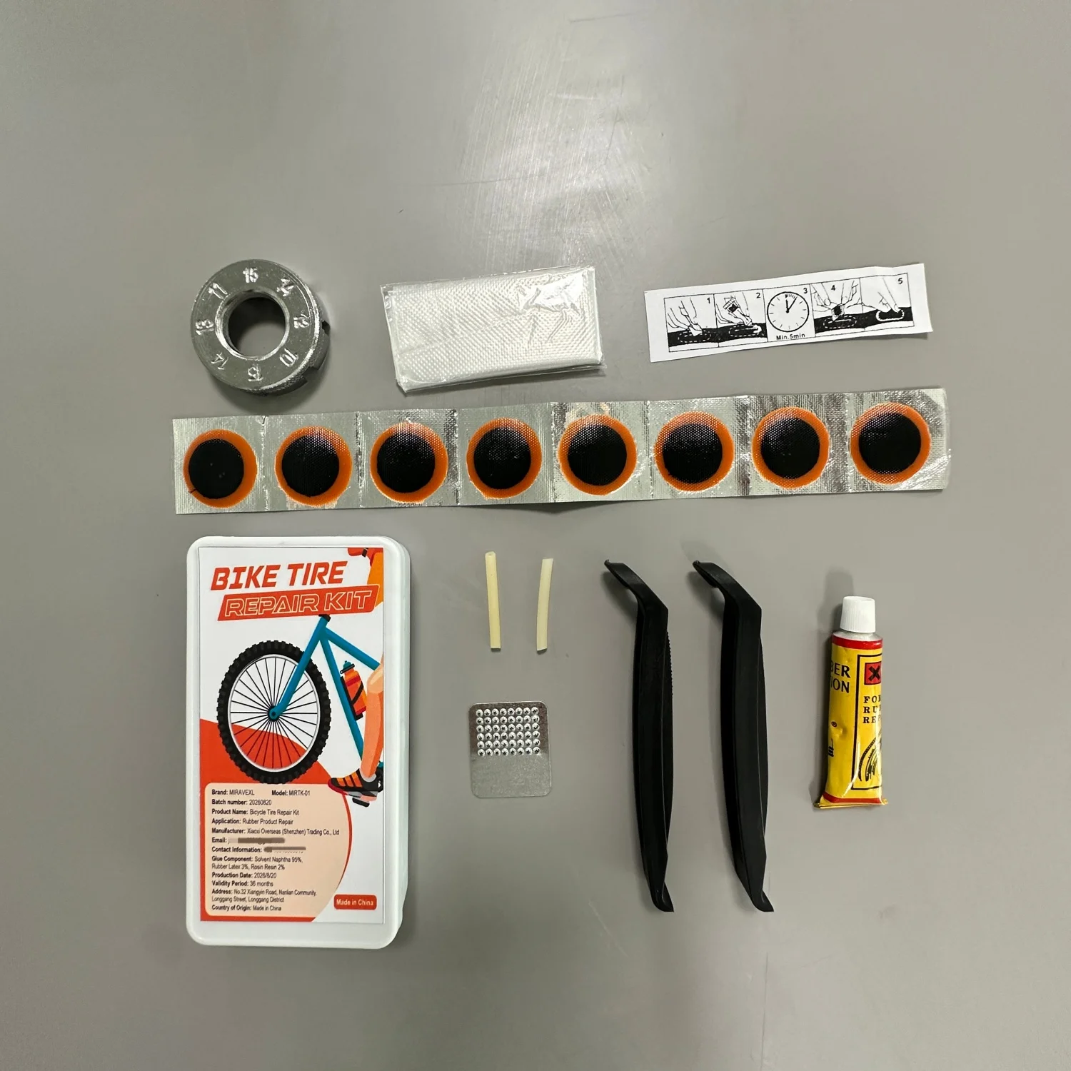 Fahrrad-Reifenreparaturset, Fahrradschlauch-Reparaturset, Metallraspel – Bild 6