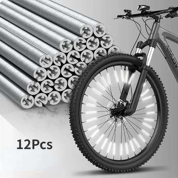 Rahmen-Warnstreifen 12 Stück Reflektierende Montageklammern Fahrrad-Speichen-Reflektor-Streifen