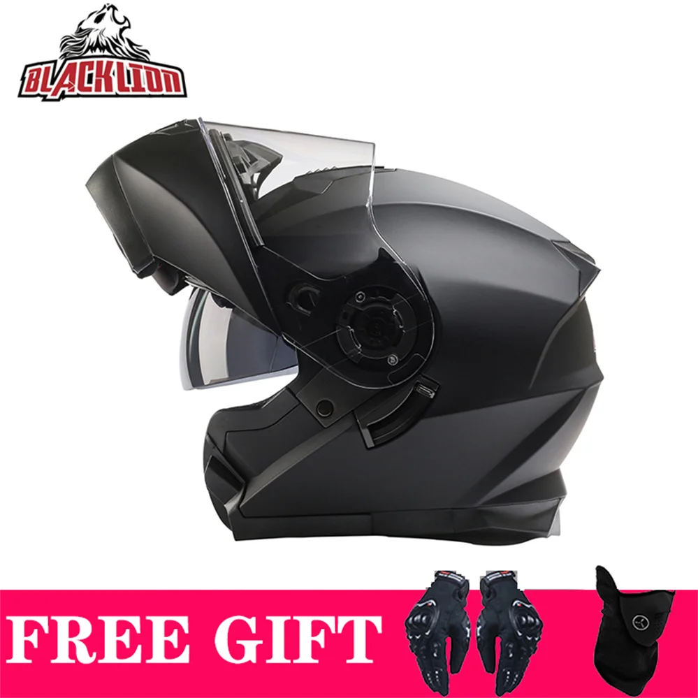 Motorradhelm, Rennhelm, Dual-Visier, modularer, hochklappbarer Integralhelm für Erwachsene, Männer und Frauen