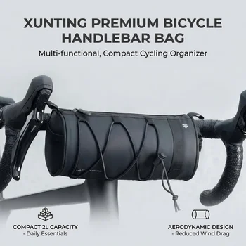 XUNTING 2L Fahrrad-Lenkertasche, Rahmentasche, Satteltasche, robuste Fahrrad-Fronttasche, Fahrradzubehör