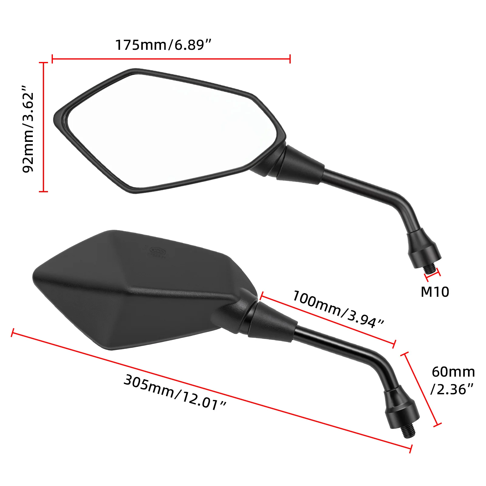 1 Paar Motorrad-Lenkerspiegel M10 Rückspiegel Lenker-Rückspiegel – Immagine 6