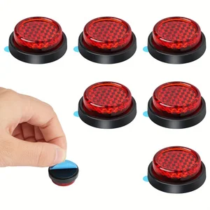 Rote Runde Reflektoraufkleber 25mm Selbstklebende Mini-Katzenaugen Sicherheitswarnaufkleber (6 Stück)