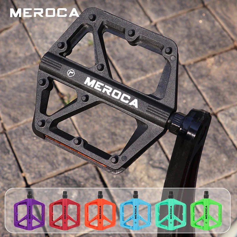 MEROCA Nylon-Fahrradpedale Plattform für MTB Rennrad Dual DU Lager blau rot lila orange grün