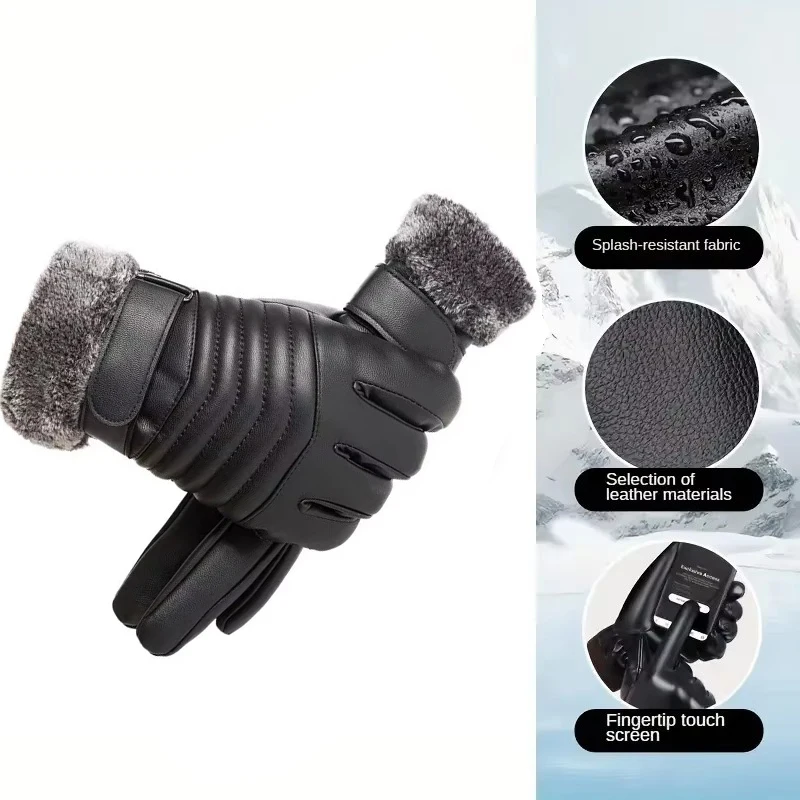 Winter-Fahrradhandschuhe für Herren, wasserdicht, Touchscreen – Bild 4