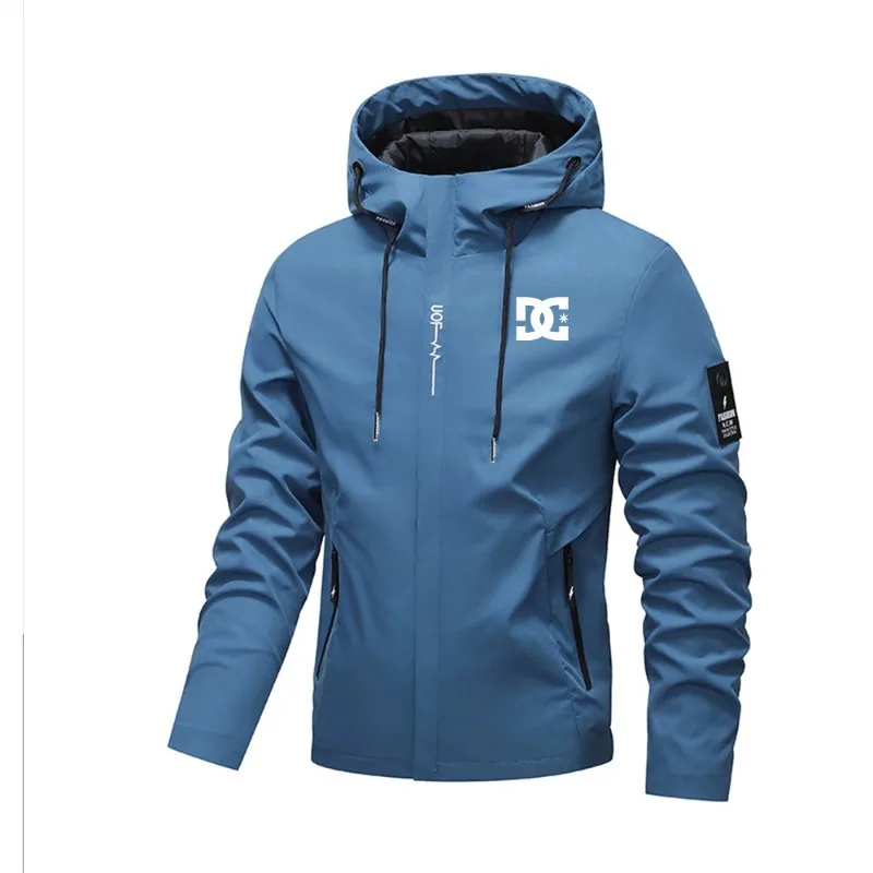 Herren-Fahrradjacke, wasserdicht, leicht, mit Kapuze, bedruckt – Immagine 3
