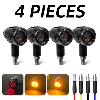 Motorrad LED Bremslicht Bernstein und Rot Blinker Rücklicht Anzeige Warnung Signal Lampen Motor (4 Stück)