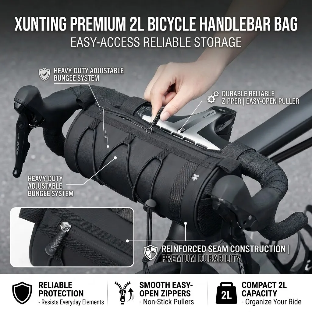 XUNTING 2L Fahrrad-Lenkertasche, Rahmentasche, Satteltasche, robuste – Bild 3