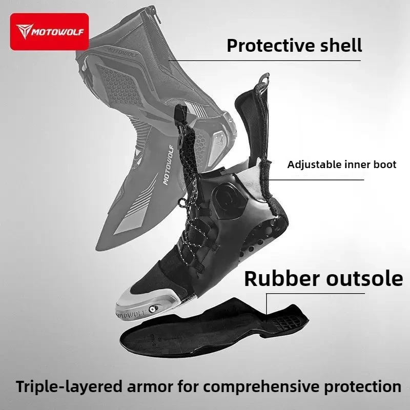 Motowolf Motorrad Reitstiefel Motorrad Wasserdichte Schuhe High-top – Image 4