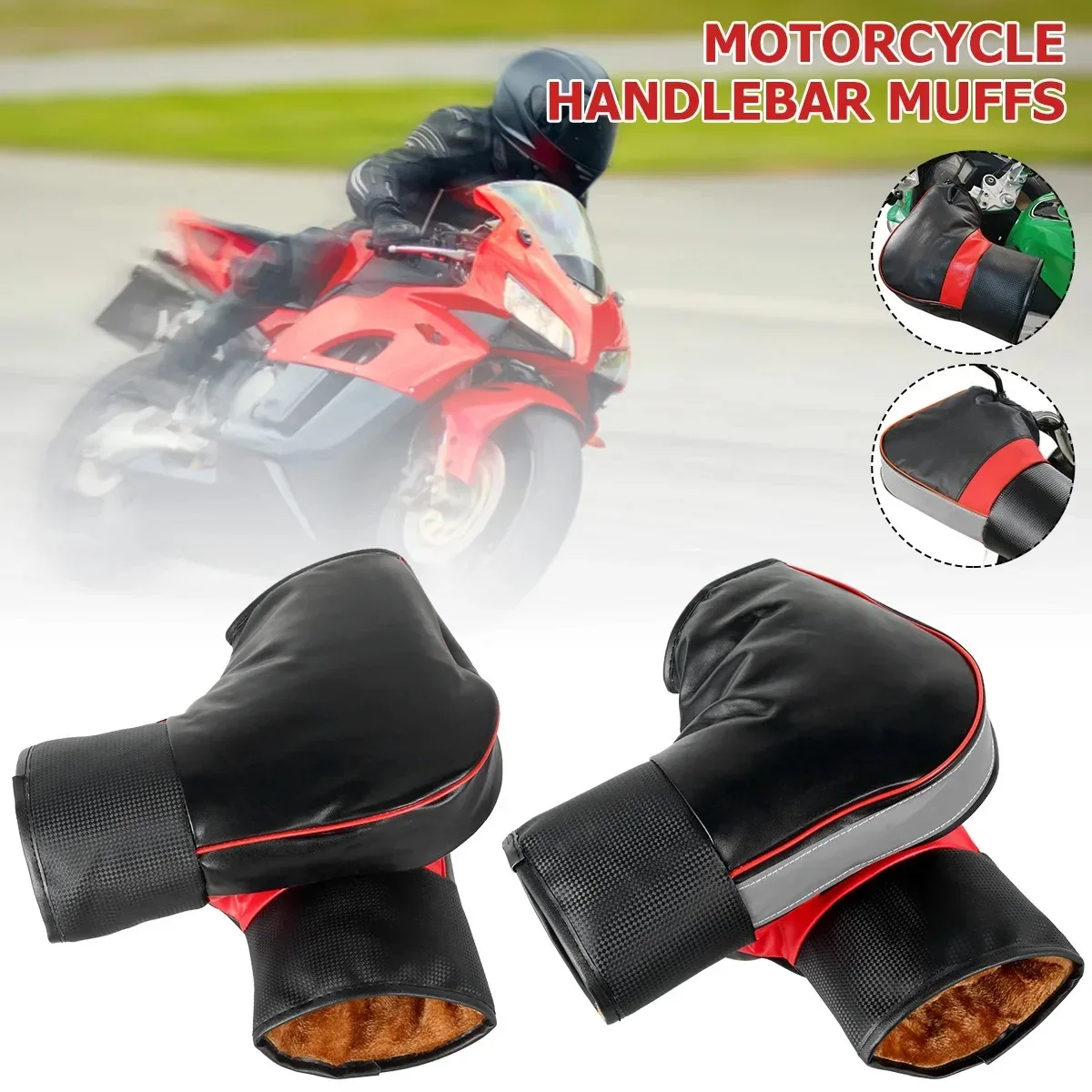 1 Paar Winterwarme Motorradhandschuhe, Lenkerhandschuhe, Schützende – Image 3