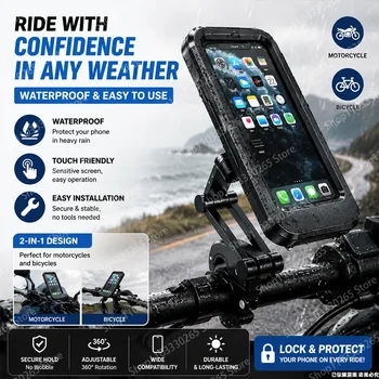 Wasserdichte Motorrad- und Fahrrad-Handyhalterung, 360° ° Drehbare, berührungsempfindliche, universelle