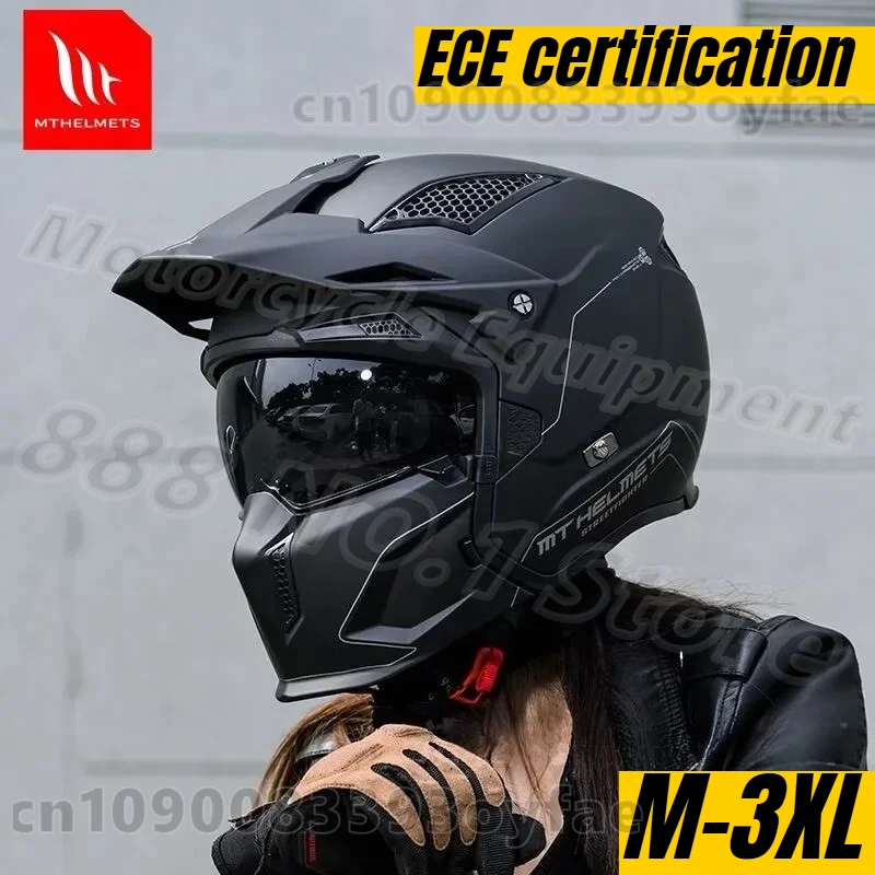 MT Offroad-Motorradhelm, Vollgesichts-Helm, Verwandelbarer Halbhelm, Persönlicher Unisex-Retro-Helm