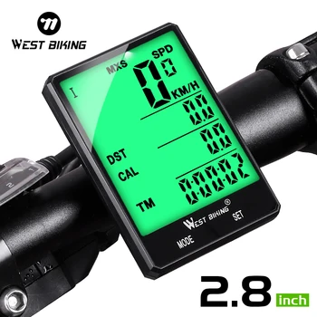 WEST BIKING 2,8 Zoll Fahrradcomputer Großbildschirm Tachometer Drahtloser kabelgebundener wasserdichter Sensor