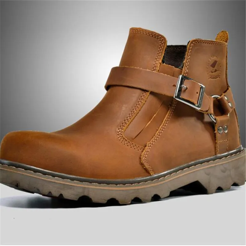 Wasserdichte Leder Motorradstiefel Herren Braun Motocross Street – Image 4