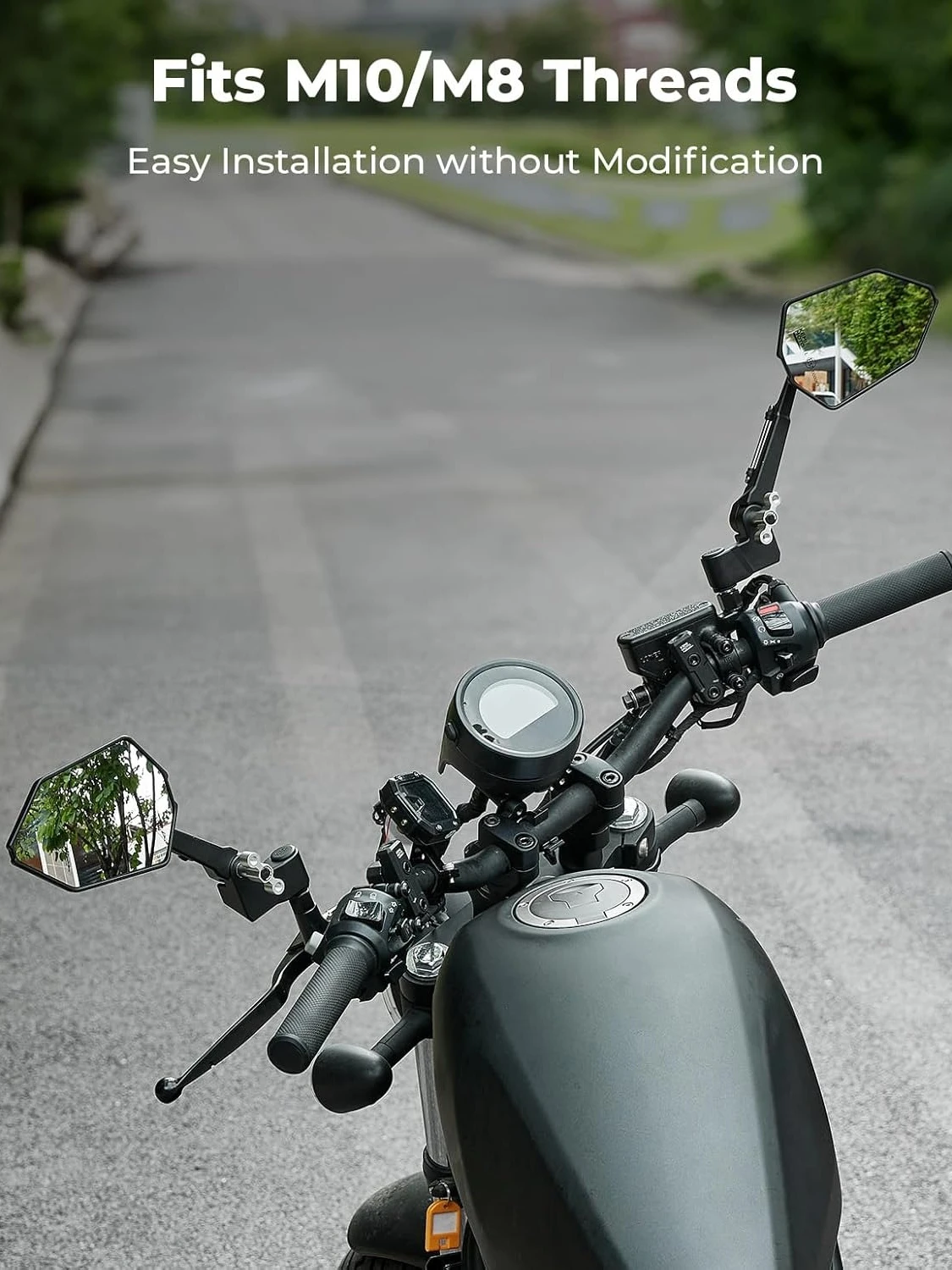 Motorrad-Lenkerspiegel M8 M10 Aluminium Universal Motorrad-Rückspiegel – Image 4