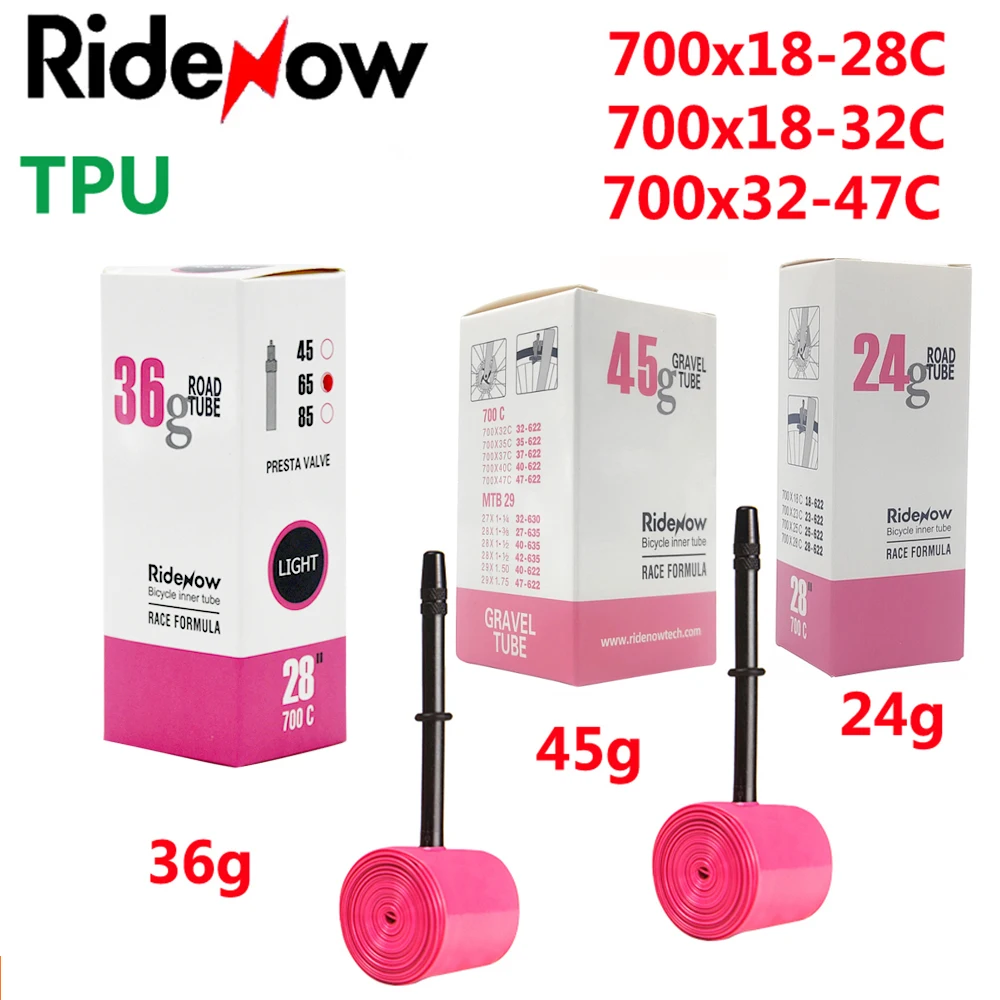 RideNow TPU Fahrradschlauch 700C 700x18 23 25 28 32 35 37 40 47C Rennrad-Reifen MTB Fahrradkamera 29x1.5 1.75