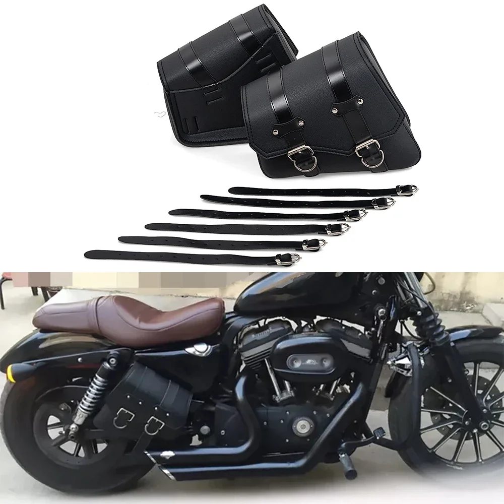 Motorrad Seite Sattel Taschen PU Leder Schaukel Arm Werkzeug Tasche – Bild 3