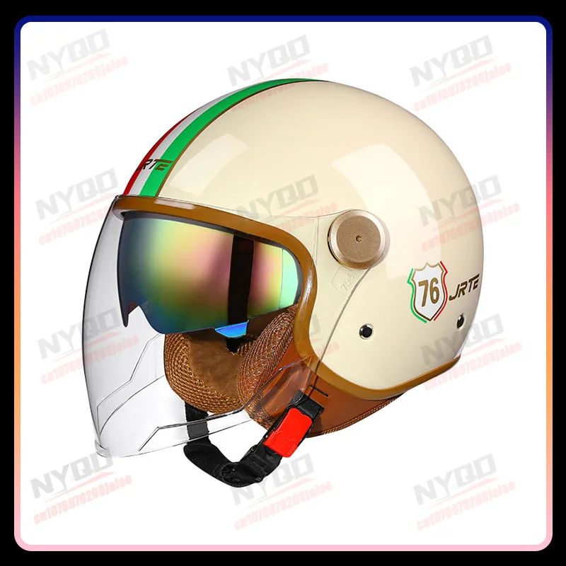 Motorrad-Fahrhelm Retro Halboffener Unisex Vier-Jahreszeiten DOT ECE – Bild 4