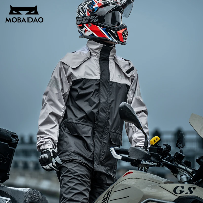 Motorrad-Regenanzug - wasserdichte Jacke und Hose, Set zum Reiten – Image 5