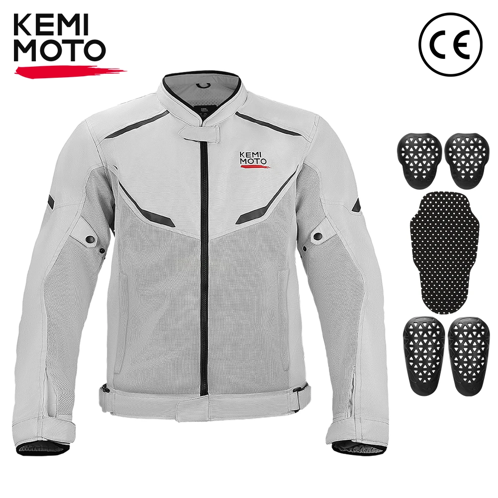 Motorrad-Reitjacke für Herren, atmungsaktiv, Sommerkleidung, integrierte CE-Schutzausrüstung, weiches Mesh