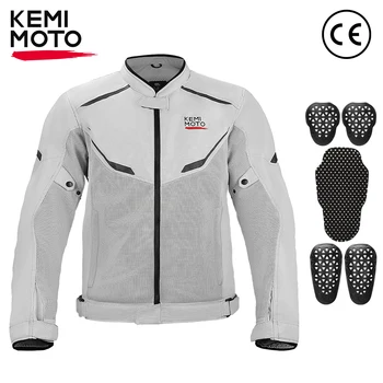 Motorrad-Reitjacke für Herren, atmungsaktiv, Sommerkleidung, integrierte CE-Schutzausrüstung, weiches Mesh