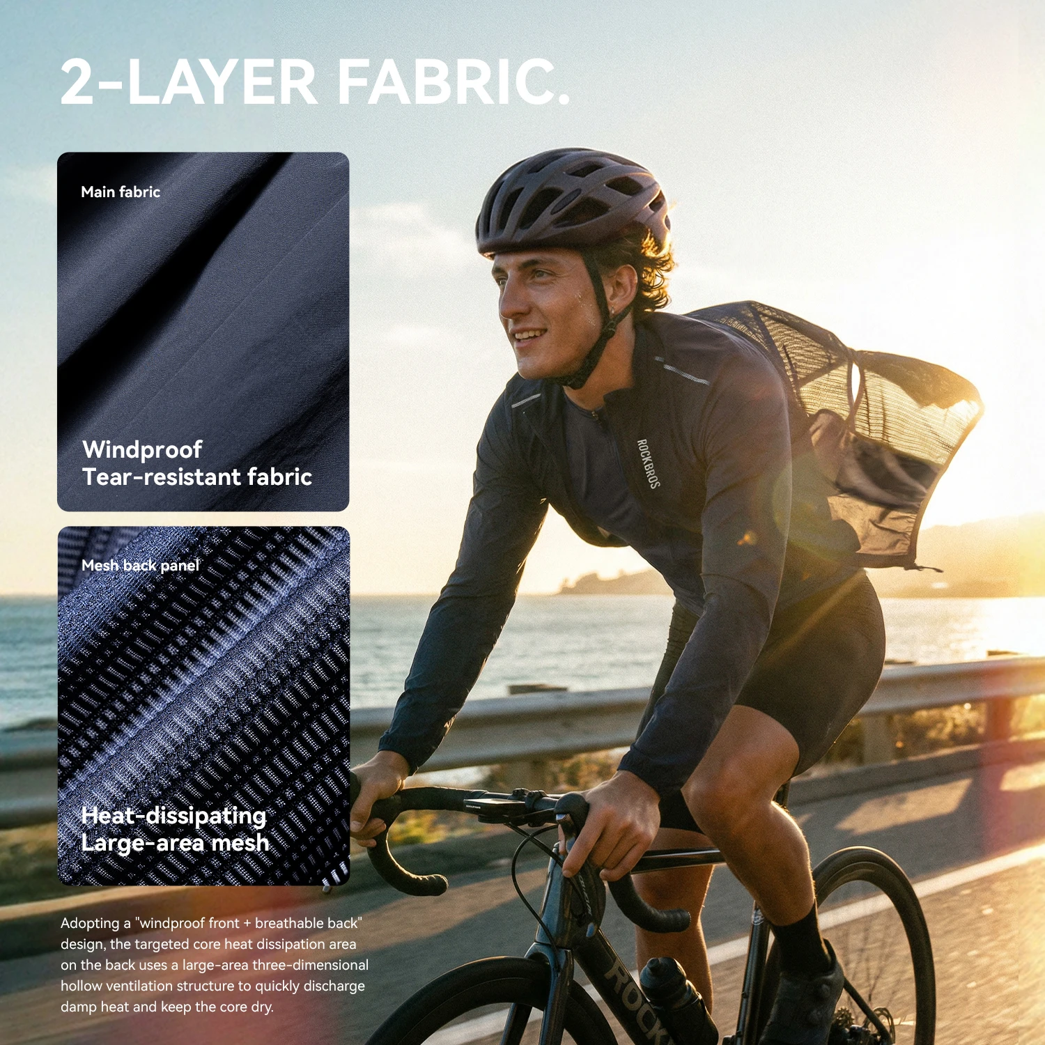 ROCKBROS Sommer-Fahrradjacke, leicht, tragbar, atmungsaktiv – Immagine 4
