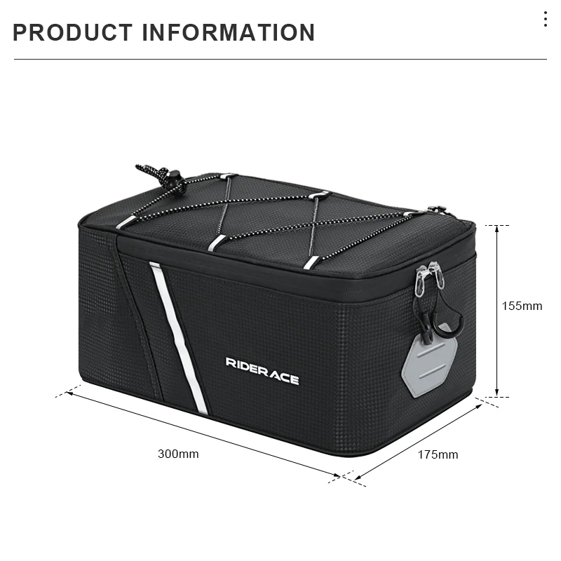 RIDERACE Fahrrad-Heckkorb Gepäckträger-Satteltasche Fahrradtasche 5L – Image 6