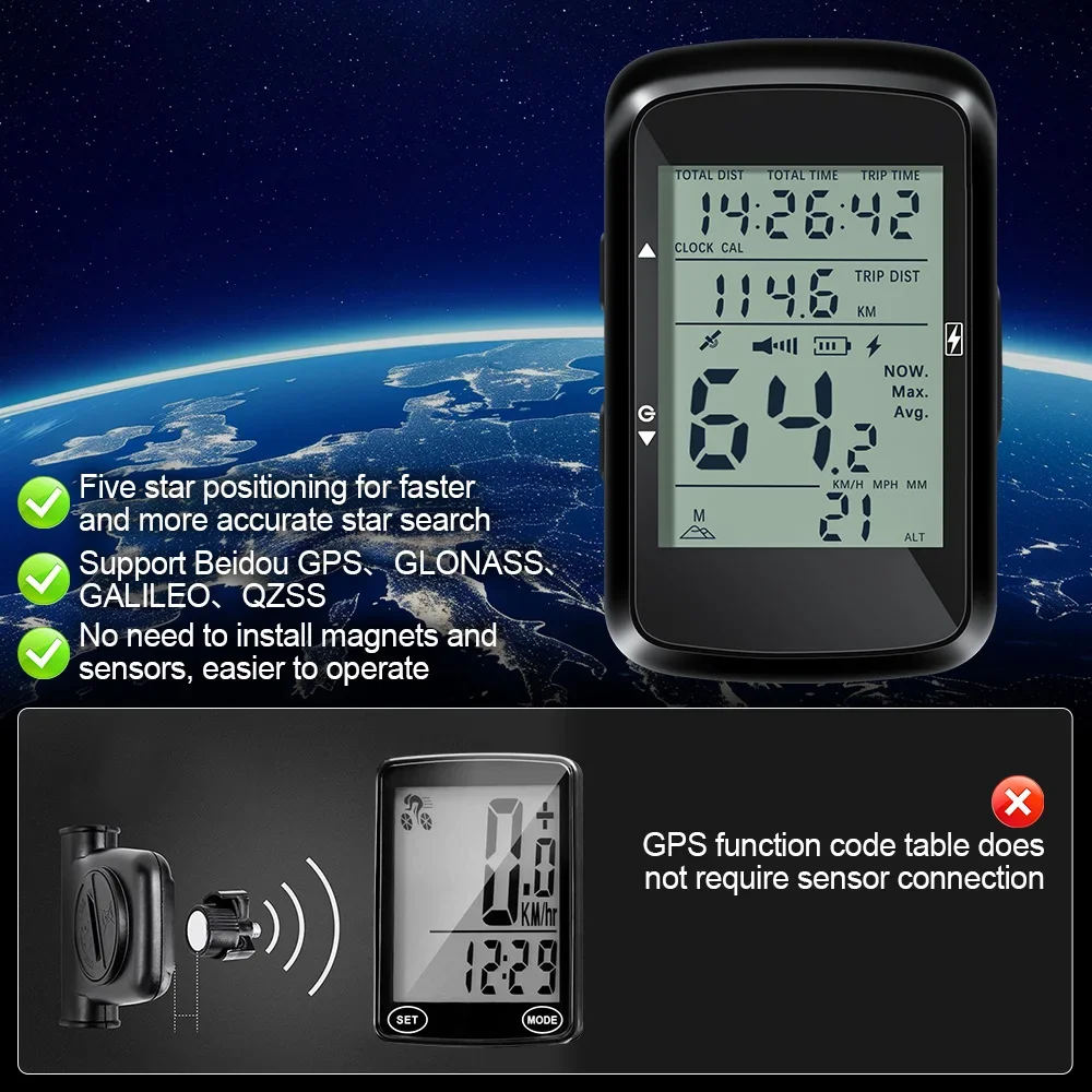 NEWBOLER Fahrradcomputer, kabelloser GPS-Fahrradtacho, MTB, Rennrad – Image 5