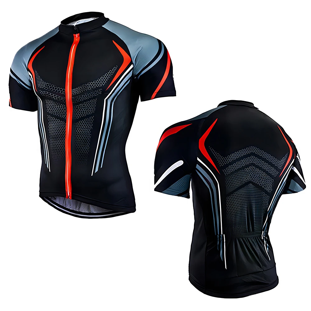 Radfahren Männer Jersey Bike Schwarz Rot Grau Shirt Sommer Atmungsaktive Kurzarm Fahrrad Kleidung