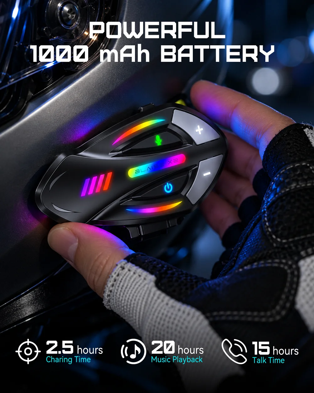 BLAISE Motorrad-Intercom BT6.0 Motorradhelm Bluetooth-Headset – Bild 4